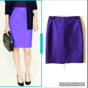 J.Crew No.2 Pencil Skirt size 0 Colorfully Purple Double Serge Cotton